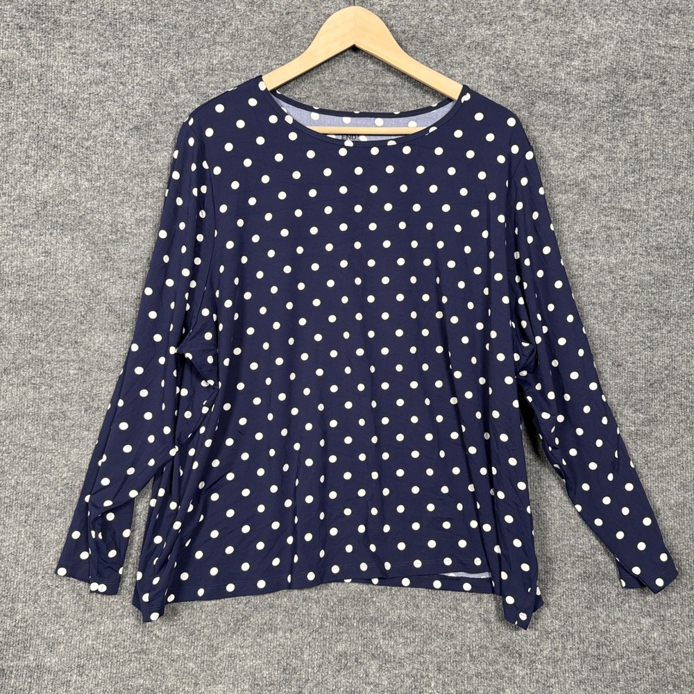 Land's End‎ Womens Plus Size 3X Rash Guard Swim Top Polka Dot Long Sleeves